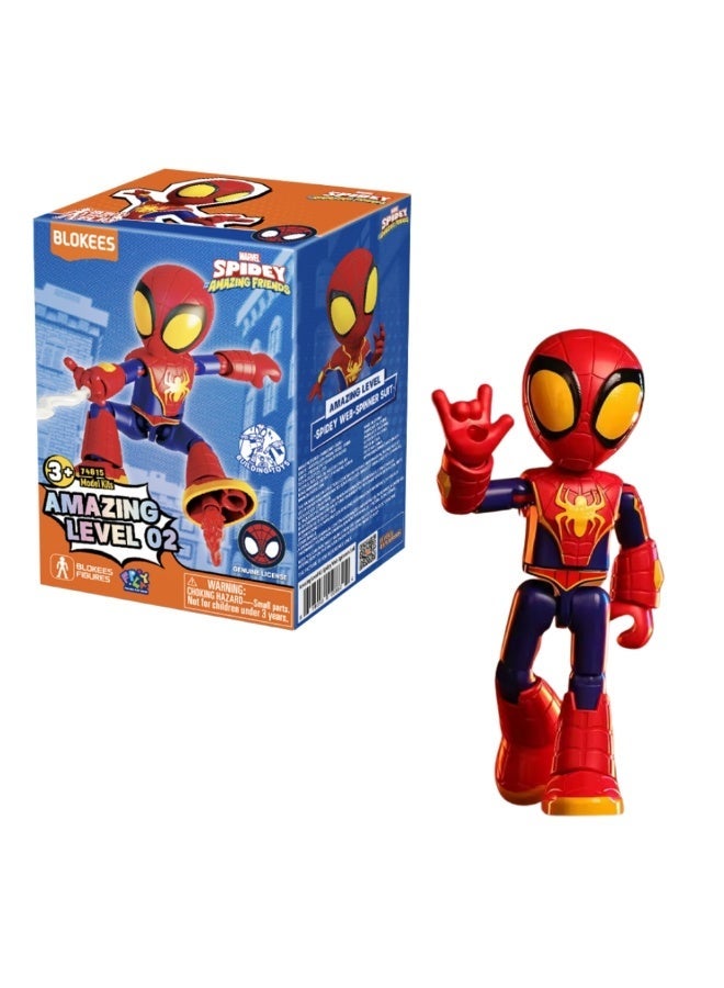 BLOKEES Spidey Web-Spinner Suit Building Kit | Marvel’s Spidey and His Amazing Friends Collectible Action Figure | STEM Construction Toy for Kids & Fans | Poseable Model for Play & Display - Image 3